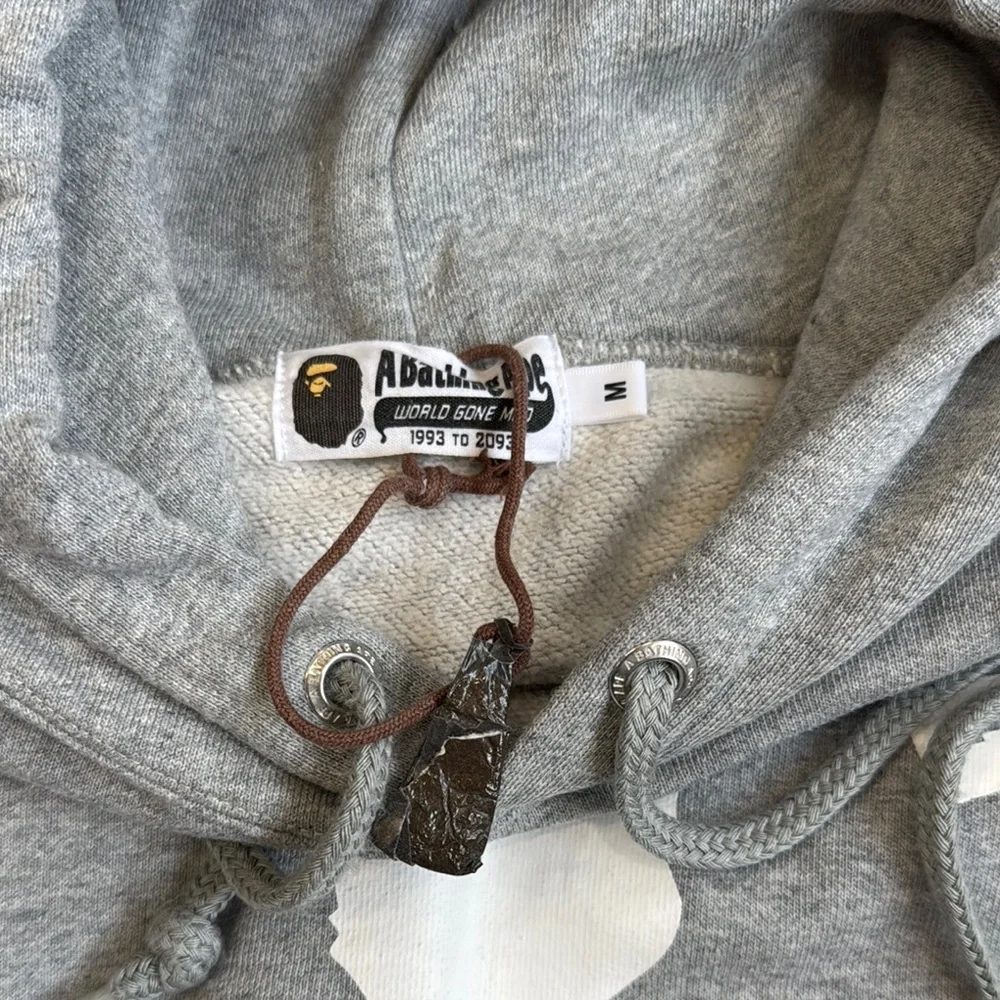 Bape Gray Sweatshirt Hoodie College Grey Logo Size Medium - Picture 4 of 14